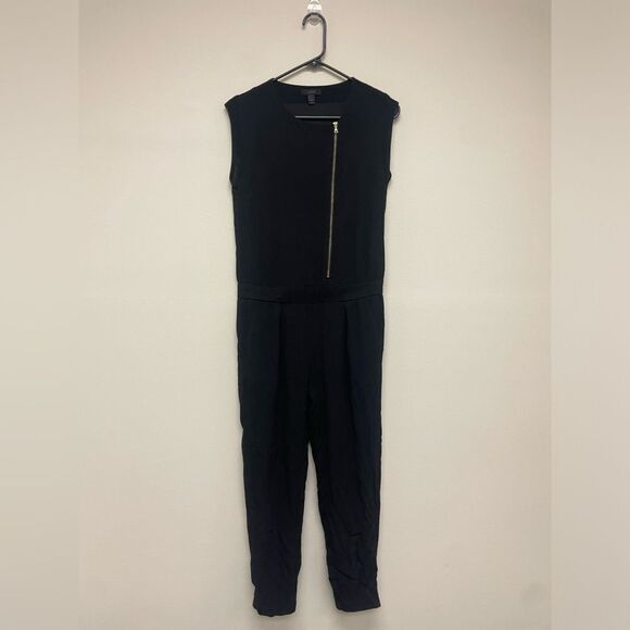 J.Crew Women's Black Skinny Jumpsuit with Gold Side Zipper SZ 0 - Picture 2 of 11